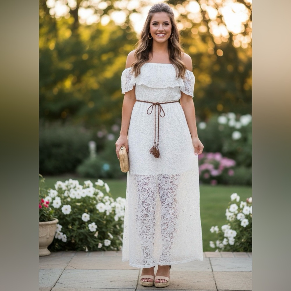 Bailey Blue White Lace Dress - Picture 1 of 9